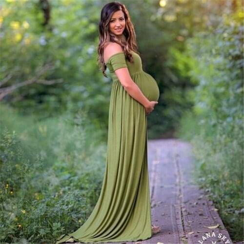 Maternity Dresses for Photo Shoot Shoulderless Maternty Photography Props Long Sleeve Pregnant Clothes Dress for Women