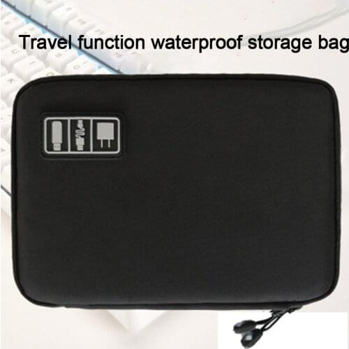 Portable USB Charger Earphone Cable Gadget Storage Bag Organizer Pouch Case nylon material multiple internal pockets