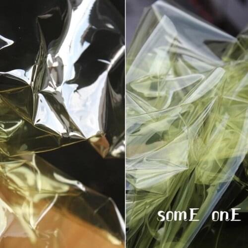 0.2mm Tpu Fabric Light yellow transparent PVC Liquid film DIY Waterproof Clothes Raincoat Crystal Bags Plastic Designer Fabric