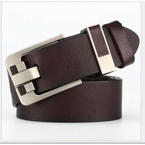 New Leather Cowhide Mens Belt Fashion Metal Alloy Pin Buckle Adult Luxury Brand Jeans Business Casual Waist Male Strap Brand