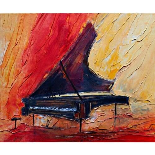 Christmas Gift Modern Abstract Piano Painting for Office Wall Decor Still Life Art Oil Painting on Canvas Handpainted No Framed