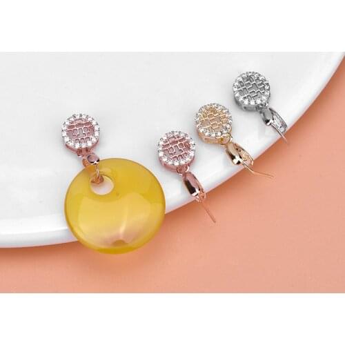 S925 sterling silver hollow double happiness pendant buckle jade pendant crystal gem pendant pin buckle clip buckle head