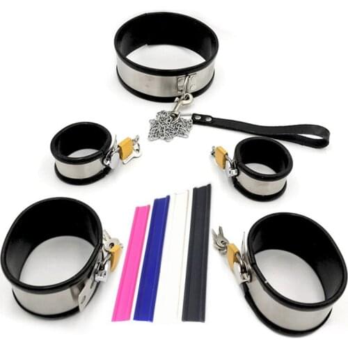 Silicone Bondage Kit with Ankle Cuff Manacles Shackles Sex Fetish Bracelet Handcuffs BDSM Toys Sex Products for Couples G7-6-112