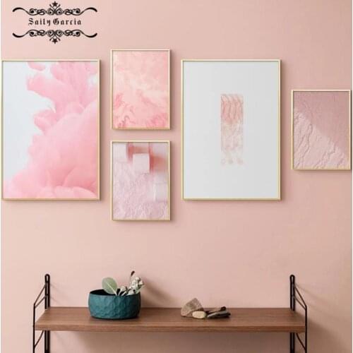 Nordic Abstract Pink Textured Canvas Painting for Living Room Bedroom Decorative Poster and Print Wall Art Fashion Modern Prints