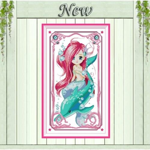 The daughter of the sea girl fairy painting counted printed on canvas DMC 14CT 11CT Cross Stitch Needlework Sets Embroidery kits