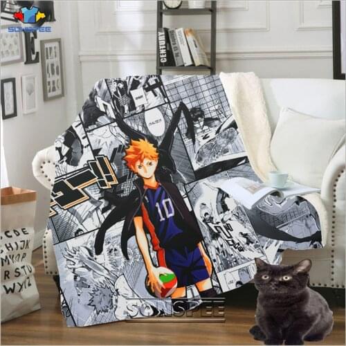 SONSPEE Anime Haikyuu 3D Print Fleece Blanket Quilt Fashionable Home Vintage Bedding Sherpa Wrap Plush Throw Kids Blankets