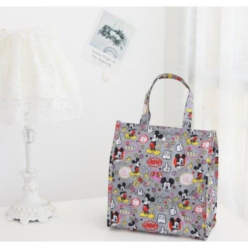 Disney handbag cartoon Oxford cloth Mickey folding lunch box bag lunch bag Stitch portable picnic bag cold storage bag
