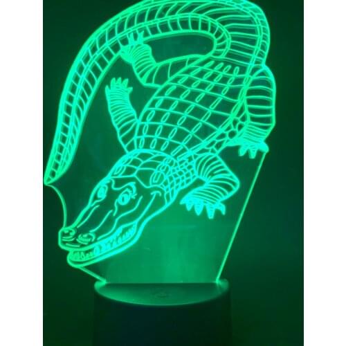 Crocodile Led Night Light Touch Sensor gift Night Light for Children Home Animal Crocodile Nightlights Color Changing 3D Lamp