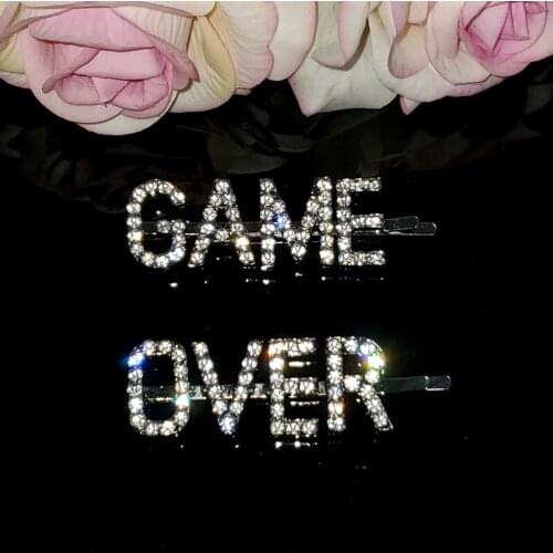 NEOBLING Funny Saying Words Hair Clips "GAME OVER“ Original Letters Hairpins Bling Bobby Pins 2pcs/Set Unique Hair Accessories