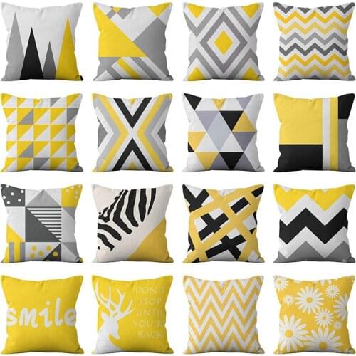ZENGIA Mustard Cushion Cover Yellow Decorative Pillows Geometric Cushion Cover For Sofa Decor Throw Pillows Cover mustard Pillow