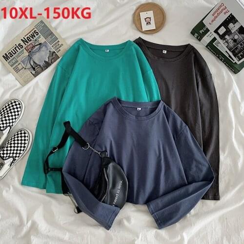 Autumn winter women plus size 8XL 9XL 10XL tshirts long sleeve home loose underwear oversize big size tees Female cotton tops 58