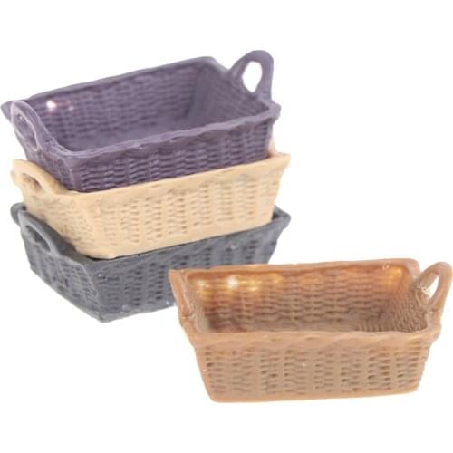 1:12 Dollhouse Miniature Mini Resin Bread Basket Food Storage Basket Accessories Simulation Furniture Model Toys