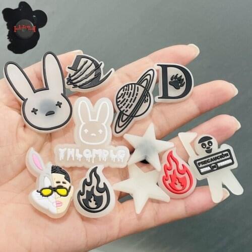 11PCS PVC Luminous Cute Cartoon Fridge Magnetic Sticker Bad Bunny Man Rabbit Fire Refrigerator Magnets Kids Gift Office Supplies