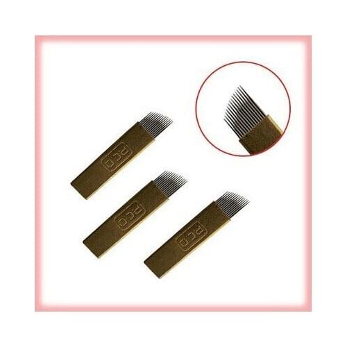 20pcs =1box 12 pin/14pin stainless steel curved eyebrow tattoo needle float blade Disposable tattoo supply