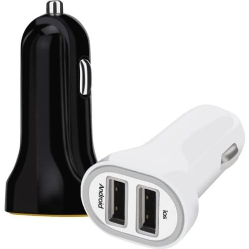 2018 new style 2 Port Dual 2 usb concise Bullet car charger Adapter for IPhone Samsung Universal Use car styling wholesale 50pcs