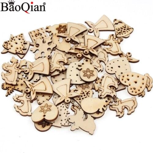 50Pcs Wooden Decoration Hollow DIY Wood Crafts For Home Decoration Scrapbookings Fit Wedding Festival Party Handmade Sewing