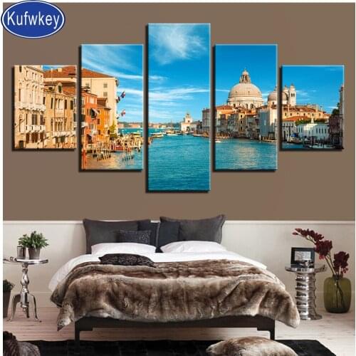 Diamond embroidery Venice Italy Landscape mosaic painting round drill diamond painting 5 pcs Water City Newest living room decor