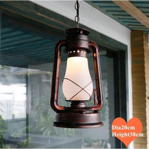 American west cowboy classic iron pendant lights Mediterranean Sea frosted glass retro E27 lamp for vestibule&corridor LDK042