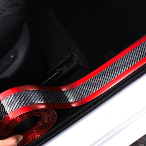 Car Sticker Carbon Fiber Car Door Plate Sill Scuff Protector Cover Rear Bumper Guard Sticker Trim Pad Strip Car Styling 2.5M