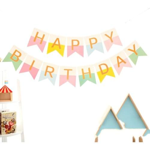 1set Happy Birthday Banner Golden Font Banner Bronzing Happy Birthday Flag Decoration Party Decoration Garland Flag Decor