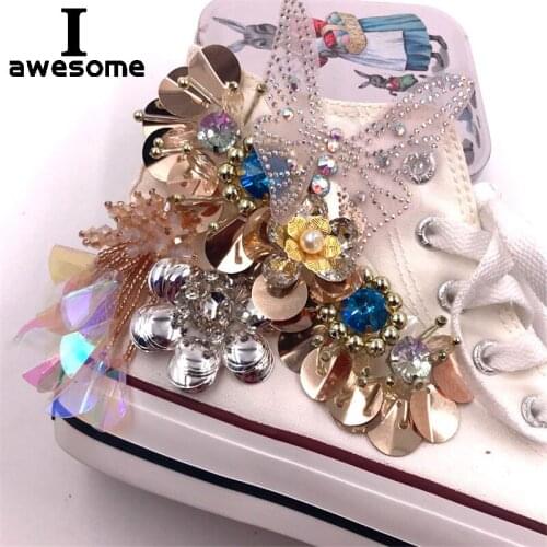 Shining Bling Flower Bridal Wedding Party Shoes Accessories For High Heels Shoes Boots Flats DIY Rhinestone Shoes Decorations