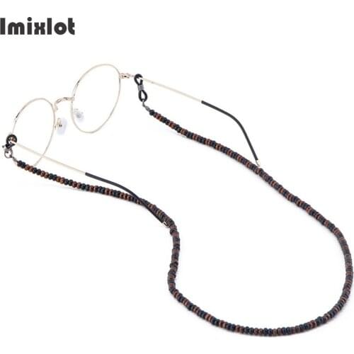Handmade Fashion Reading Glasses Chain For Women Sunglasses Cords Vintage Europe Wooden Beaded Eyeglass String Lanyard Necklace