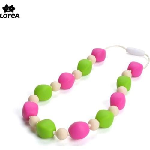 LOFCA Baby Silicone Teether For Baby Carrier Accessory Chewable Necklace BPA Free Teether Beads Toy Chew Teething Pacifier Clip