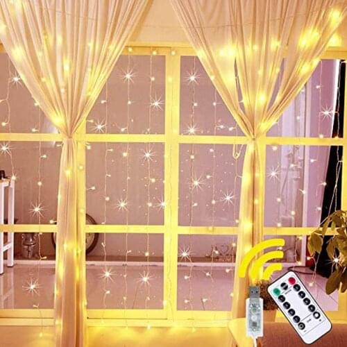 USB Remote Control 3M Led String Lights Window Curtain Garland Fairy Lights For Home Bedroom New Year Christmas Decorations