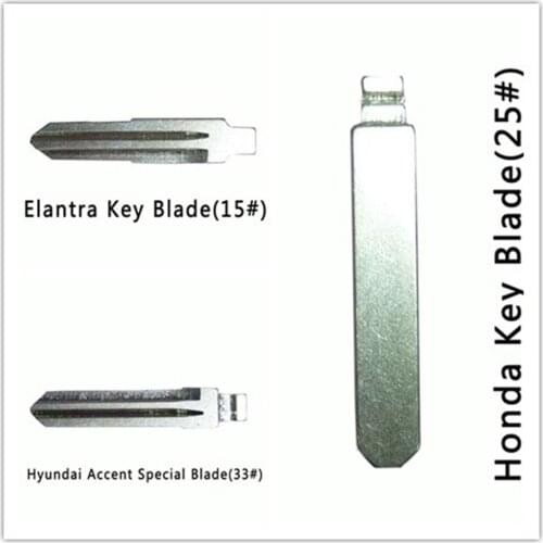 HKCYSEA 10 pcs/lot Metal Blank Uncut Flip KD Remote Key Blade Type #15 for Elantra #25 for Honda #33 for Hyundai Accent
