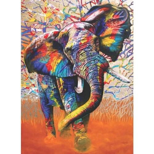 JMINE Div 5D colorful elephant Full Diamond Painting cross stitch kits art High Quality Animal 3D paint by diamonds
