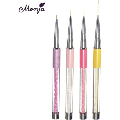 Monja Nail Art French Lines Stripes Liner Brush Flower Design Drawing Painting Pen DIY Nail Brushes Home DIY Manicure Tool