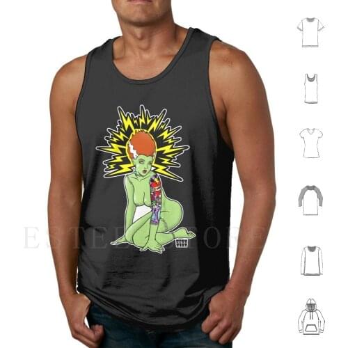 Franky Sparks Tank Tops Vest Sleeveless Frankenstein Monster Bride Zombie Undead Re Animated Animated Corpse Pinup Jason