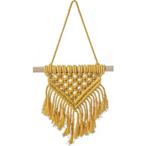 Mini Macrame Wall Hanging Bohemian Handmade Woven Tapestry Tassel Ornaments for Nursery Apartment Home Decoration