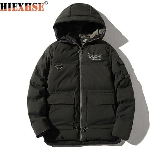 High Quality Male Printed Down Jacket Warm Thicken Male Outwear Parkas 2020 Hat Black Big Pocket Fashion Mens Hooded