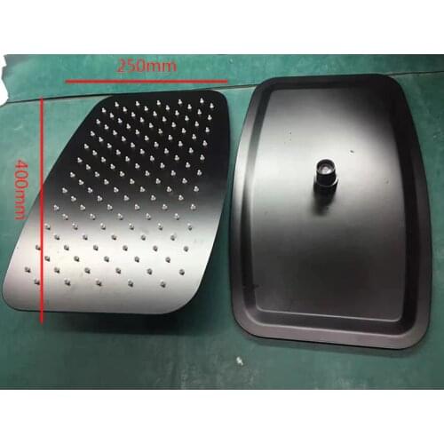 Rectangular Rain Shower Head Chrome Black Surface Treatment Bathroom Faucet Accessories Ultra Thin 2mm SPA Showerhead 400*250mm