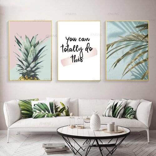 Wall Pictures for Living Room Decor Leaf Pineapple Nordic Posters and Prints Quote Wall Painting Canvas Art Print Modern Poster