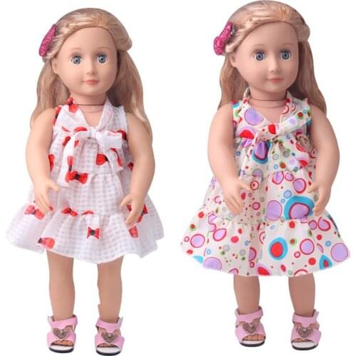 Summer New Pattern Cool Floral Dress Fit 18 Inch American&43cm Baby New Born Doll Clothes Accessories Girls' Toys