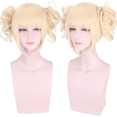 My Hero Academia Cosplay Wig For Girls Light Gold 35cm Heat Resistance Fibre Hair Anime Himiko Toga Role Playing Wigs D40359AD