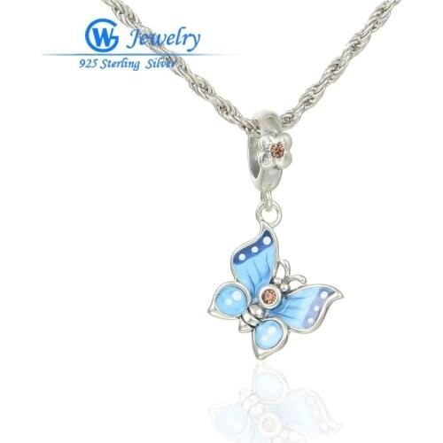 Butterfly Jewelry of Necklaces Pendant 925 Sterling Silver Enamel pendants Fits Silver Necklaces GW Fashion Jewelry S232H30