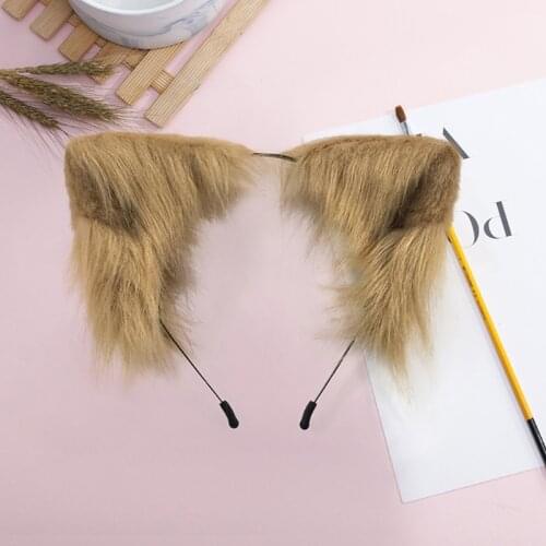 2021 Handmade Simulation Kitty Ears Headband Masquerade Multicolor Furry Animal Hair Hoop Anime Lolita Cosplay Hair Accessory