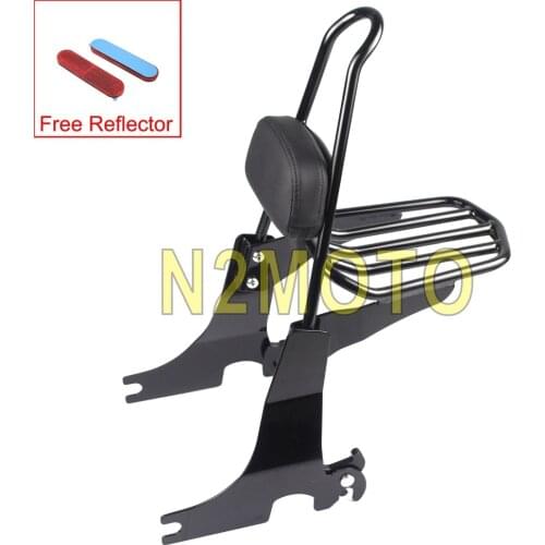 Motorcycle Black Detachable Luggage Rack Non-Adjustable Tall Backrest Pad for Harley Sportster XL 883 1200 2004-2016