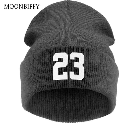 Men Knitting Hat Skullie Beanie Cap Winter 23 Number Slouchy Punk Personality Teens Dance Hip-hop Caps Street