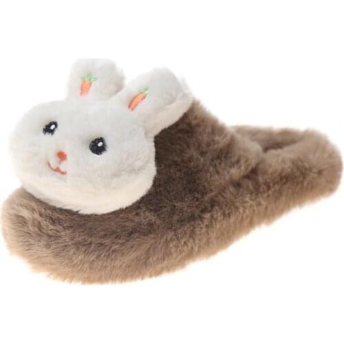 Cartoon Cute Home With Rabbit Head Cotton Slippers Women Fall/winter 2020 New Flat Comfortable Baotou Mao Wholesale