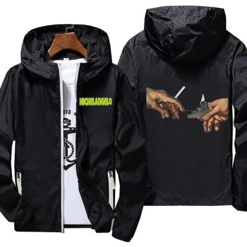 MICHELANGELO unisex Reflective clothing jacket men autumn hooded zipper jacketlarge size Sun protection jacket