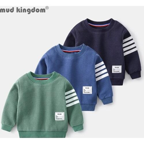 Mudkingdom Fashion Boys Sweatshirts Casual Solid Crew Neck Loose Fit Pullover Tops for Baby Boy Spring Autumn Pull On Clothes