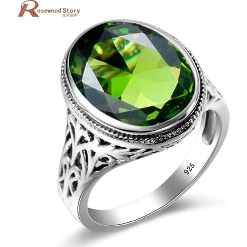 Vintage Ethnic Ring Punk Olivine Created Peridot Stone Engagement Couple Rings for Women 925 Sterling Silver Jewelry Wholesale