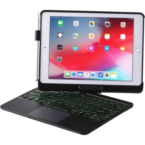360° Rotating Keyboard with Touchpad for iPad 10.2-inch 7th Generation 7-color Backlit Keyboard Trackpad Keyboard Cover