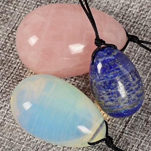 Yoni Egg Set 3 Size Mix Color Drilled Crystal Jade Massager Healing Stone Kegel Exerciser Reiki Veginal ben wa balls Rose Quartz