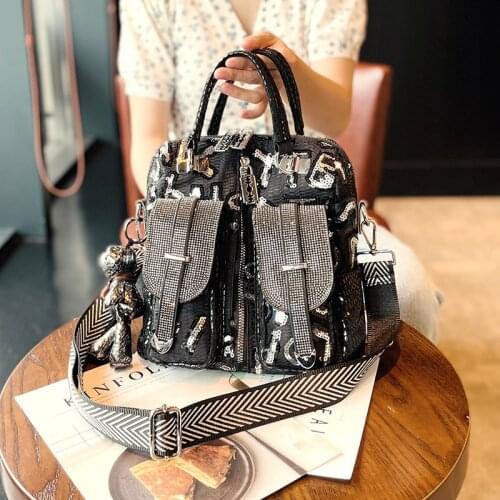 Letter Print Handbag for Women Crossbody Bags Dual-use Shoulder Bolsas Luxury Deisgner Rhinestone Ita Sac A Main