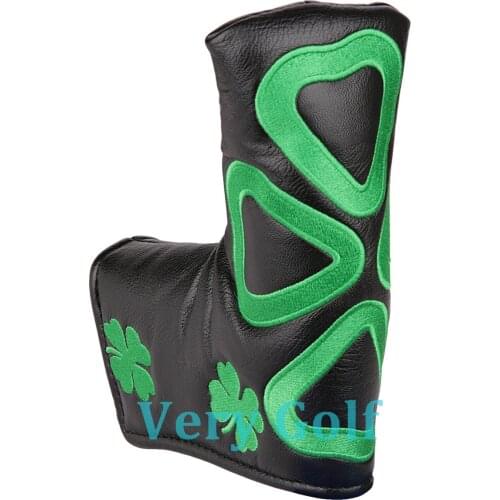 1pc Four Clover Putter Cover Golf Blade Putter Head Cover with Magnetic Closure Black or White